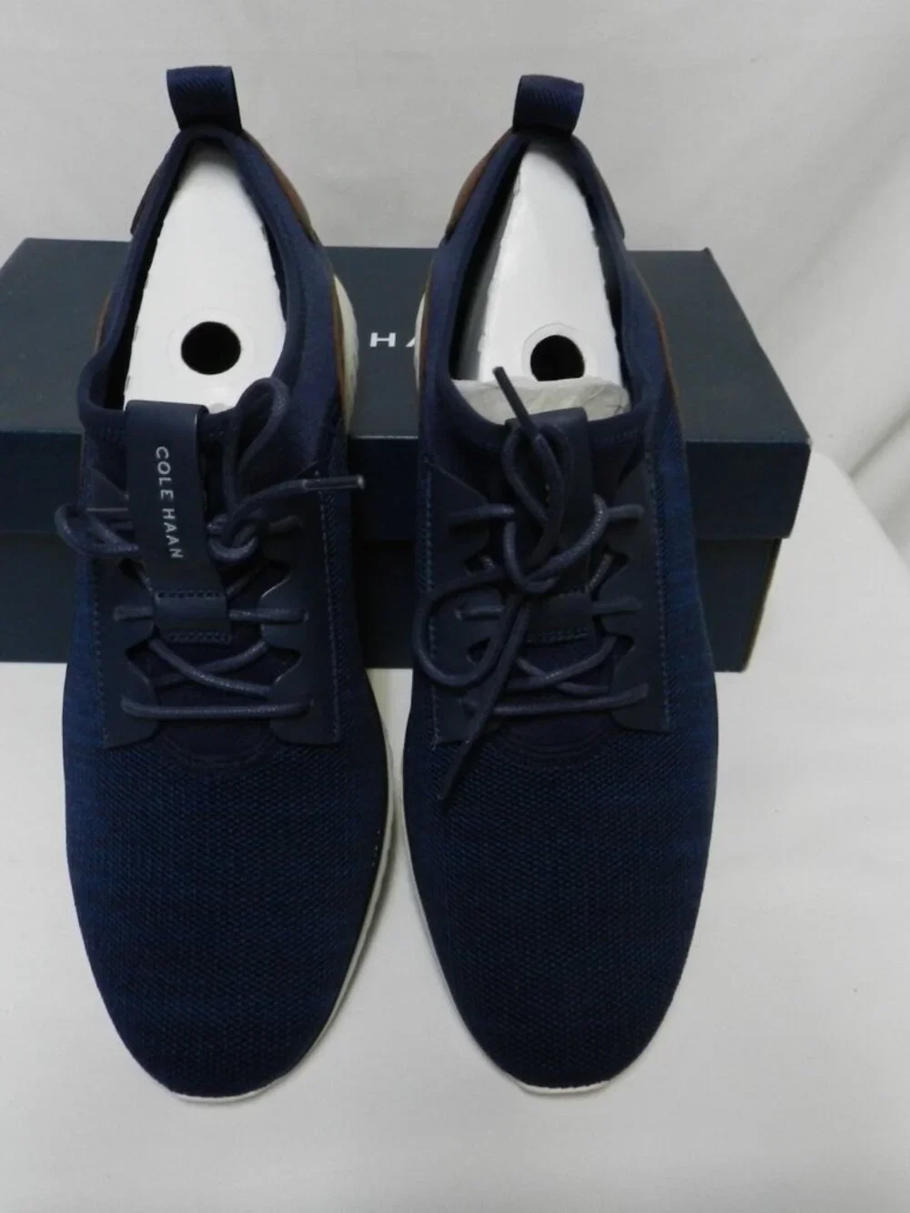 Cole Haan Grand Sport Sneakers Knit w/ Leather blue brown Men NIB NEW Size Sz 10 - Picture 5 of 16